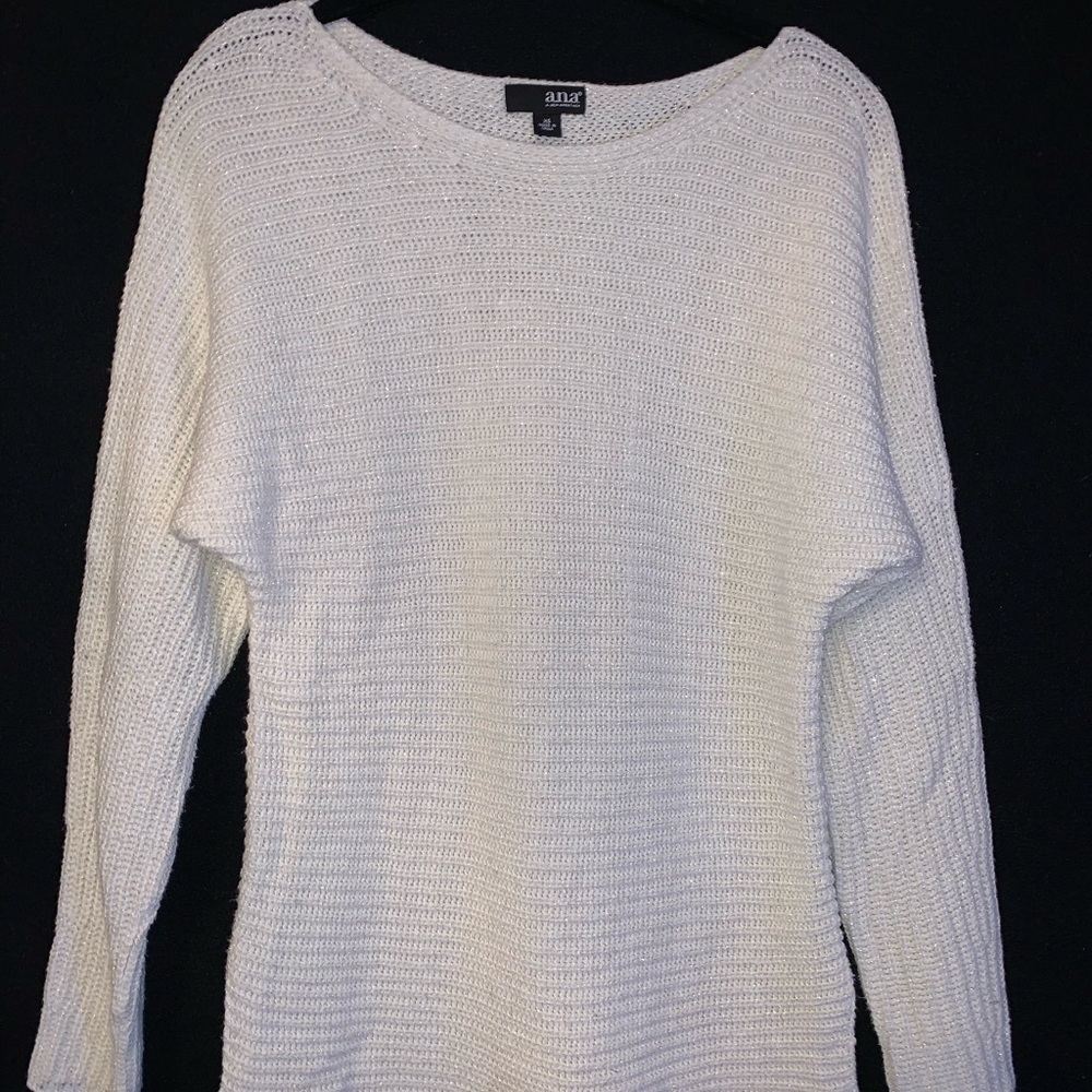 A.N.A. White Long Sleeve Knit Sweater